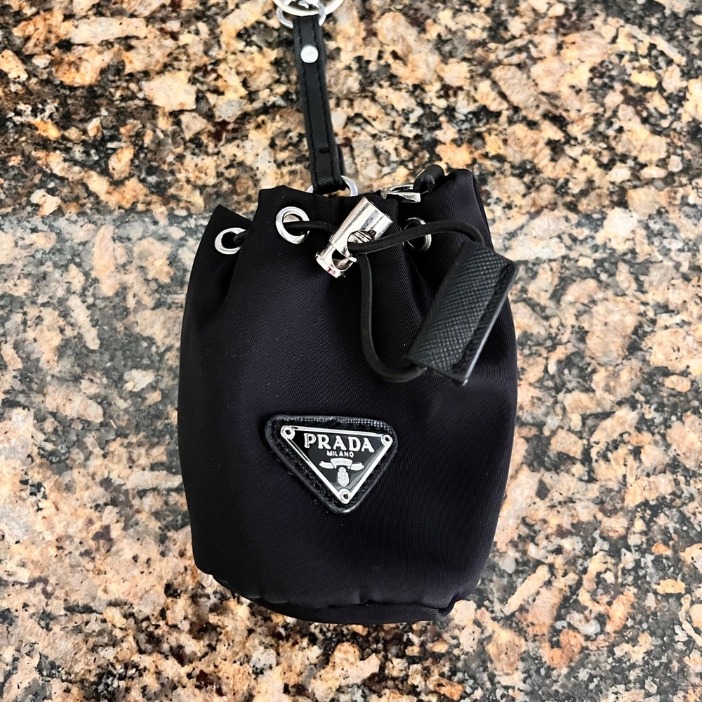 Authentic Prada mini bucket key chain